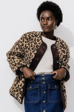 Promod ADELE en moumoute réversible - Imprimé marron Imprimémarron Flash Sale