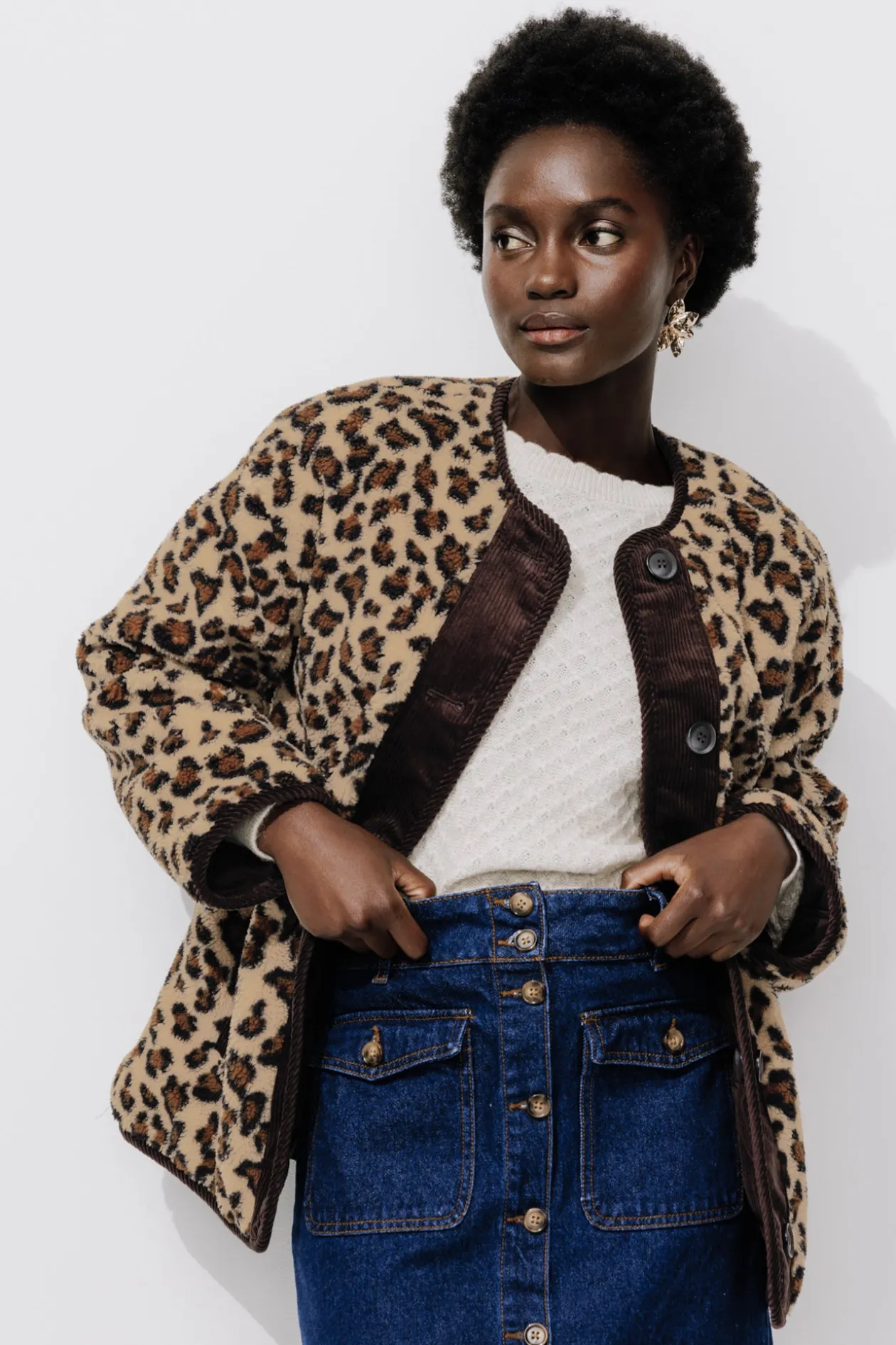 Promod ADELE en moumoute réversible - Imprimé marron Imprimémarron Flash Sale