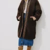 Promod ADELE veste longue moumoute - Marron Cheap