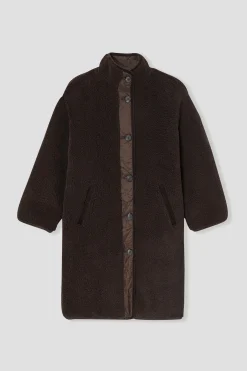 Promod ADELE veste longue moumoute - Marron Cheap