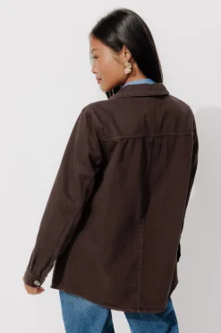 Promod ALMA veste surchemise en toile - Chocolat New