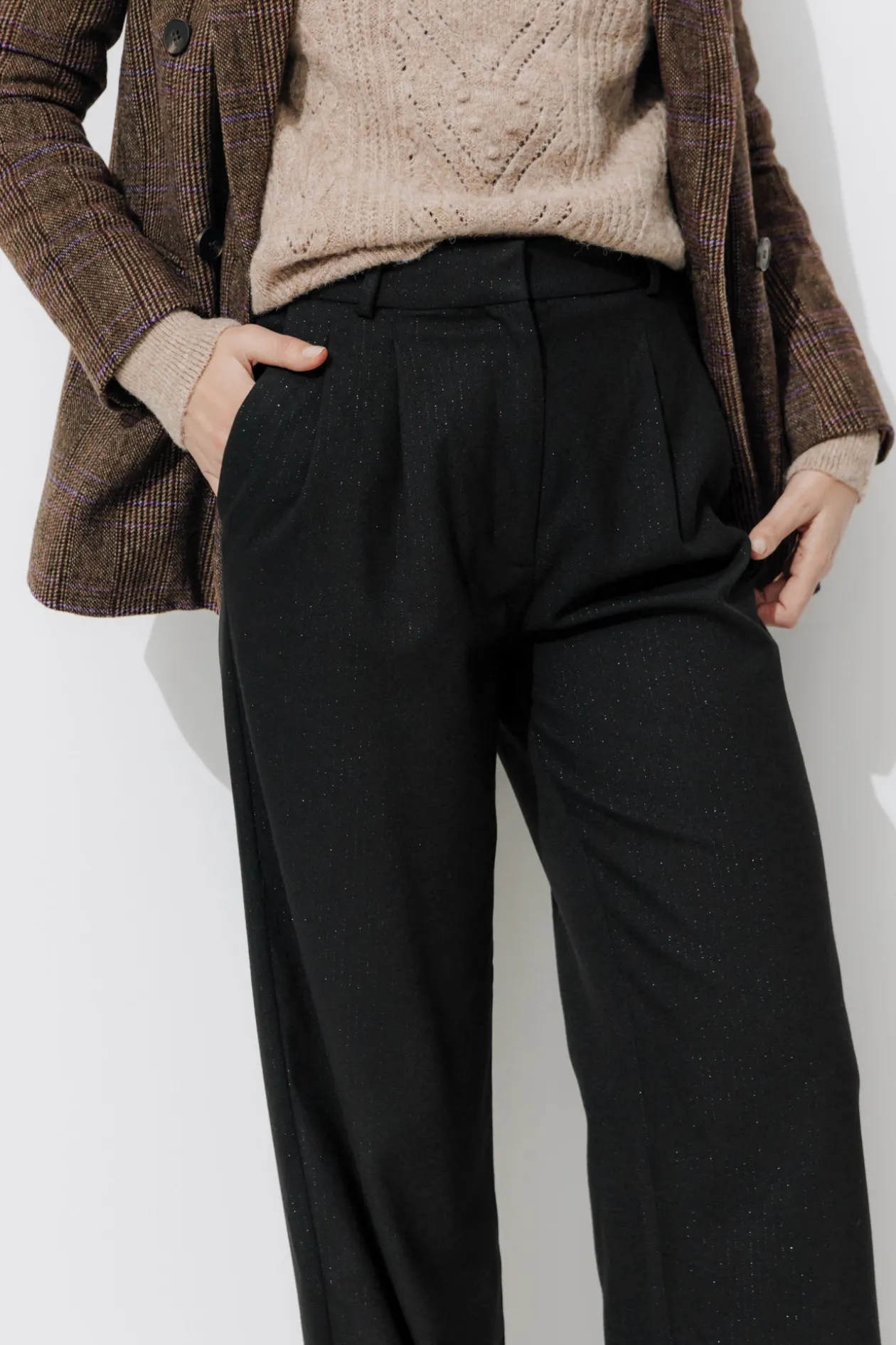 Promod BILLY pantalon rayé irisé - Noir Discount