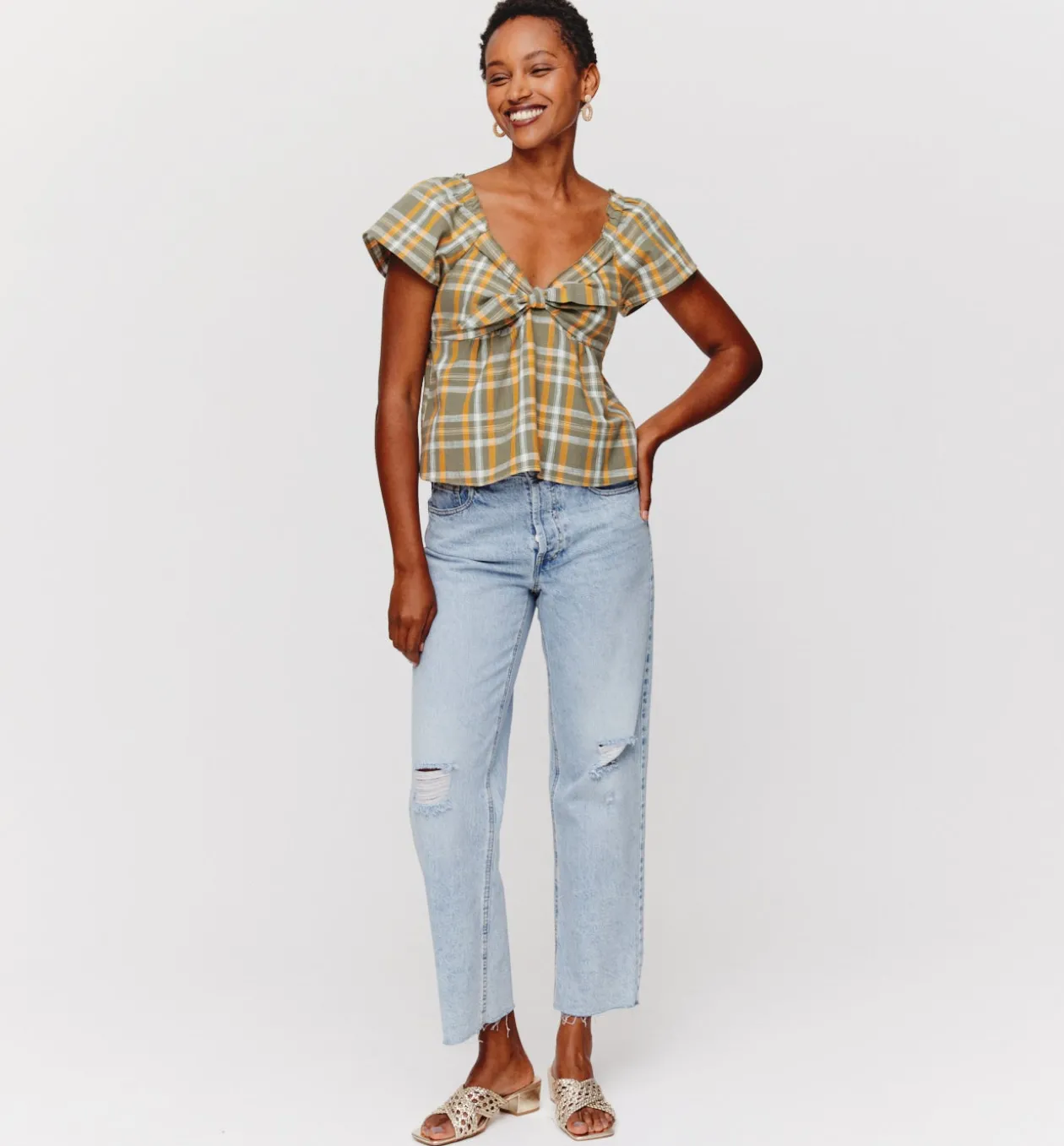Promod Blouse à carreaux Femme - Carreaux kaki Carreauxkaki Hot