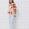 Promod Blouse brodée en coton Femme - Beige New