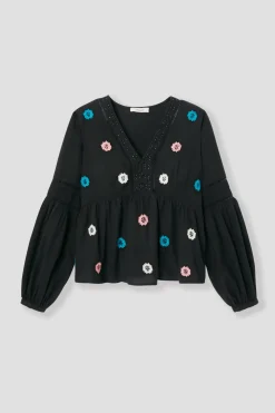 Promod Blouse brodée et perlée Femme - Noir Hot