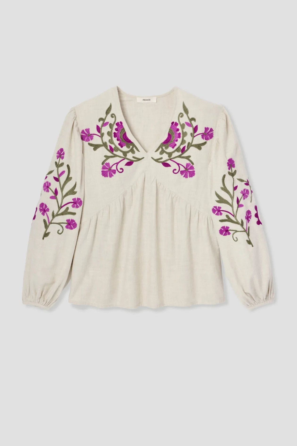 Promod Blouse brodée Femme - Gris clair Grisclair Cheap
