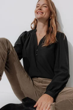 Promod Blouse crinkle unie Femme - Noir Clearance
