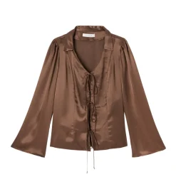 Promod Blouse en satin uni Femme - Marron moyen Marronmoyen Cheap