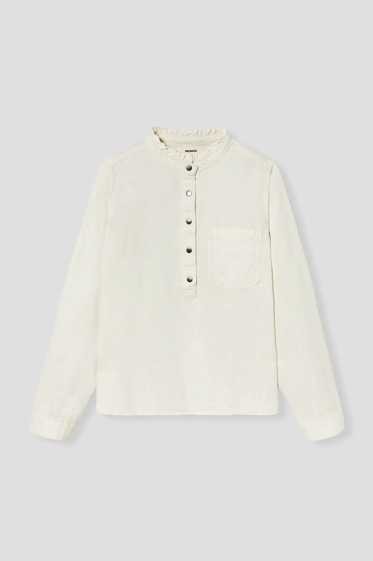 Promod Blouse en toile col frou-frou - Blanc Flash Sale