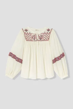 Promod Blouse folk brodée Femme - Imprimé écru Impriméécru Outlet