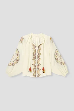 Promod Blouse folk brodée Femme - Ecru Hot