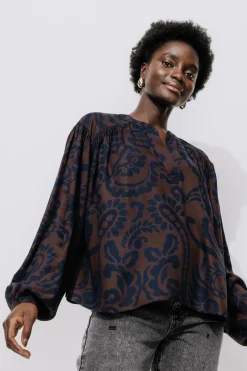 Promod Blouse imprimée oversize Femme - Imprimé marron Imprimémarron Flash Sale