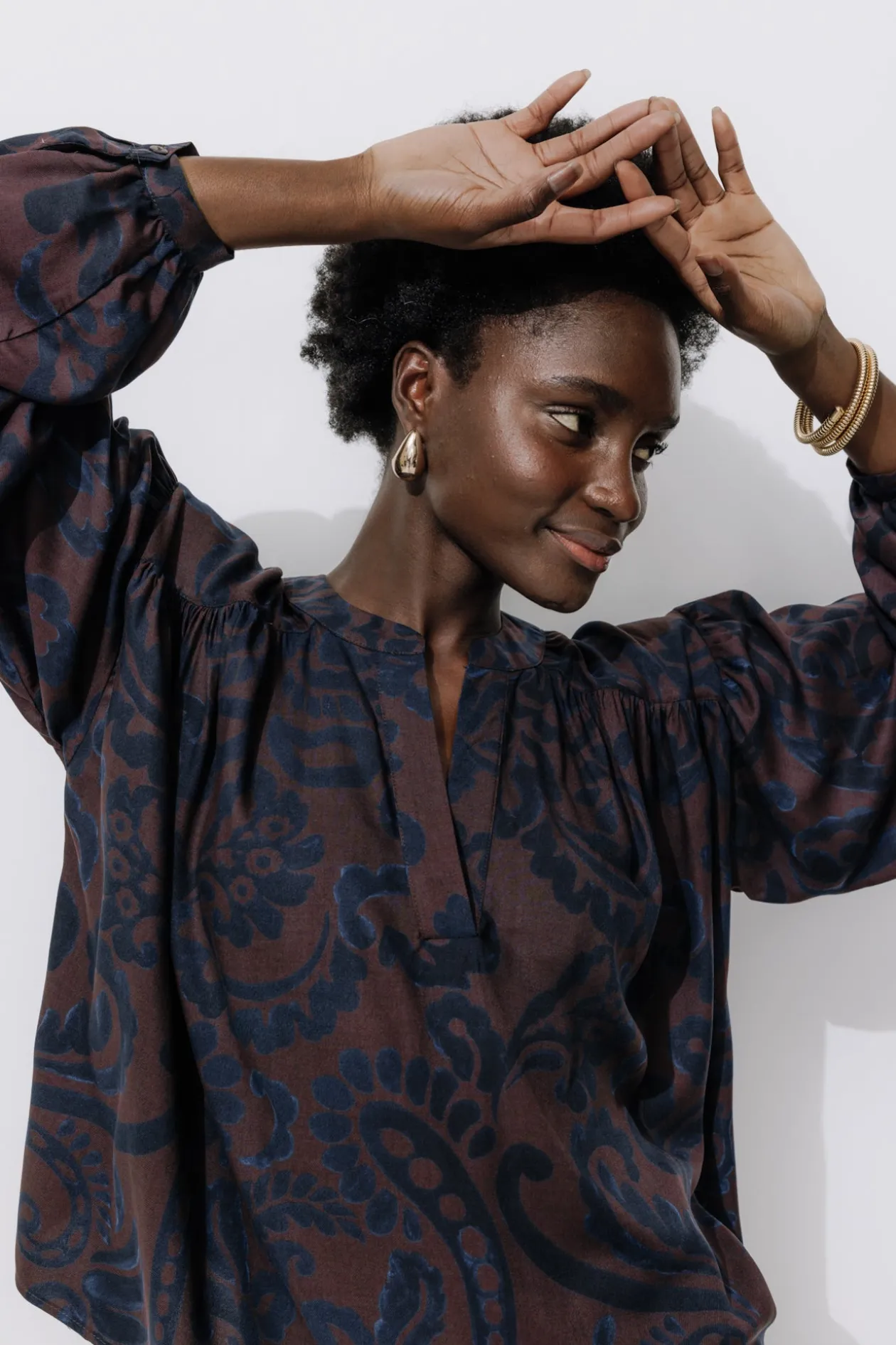 Promod Blouse imprimée oversize Femme - Imprimé marron Imprimémarron Flash Sale