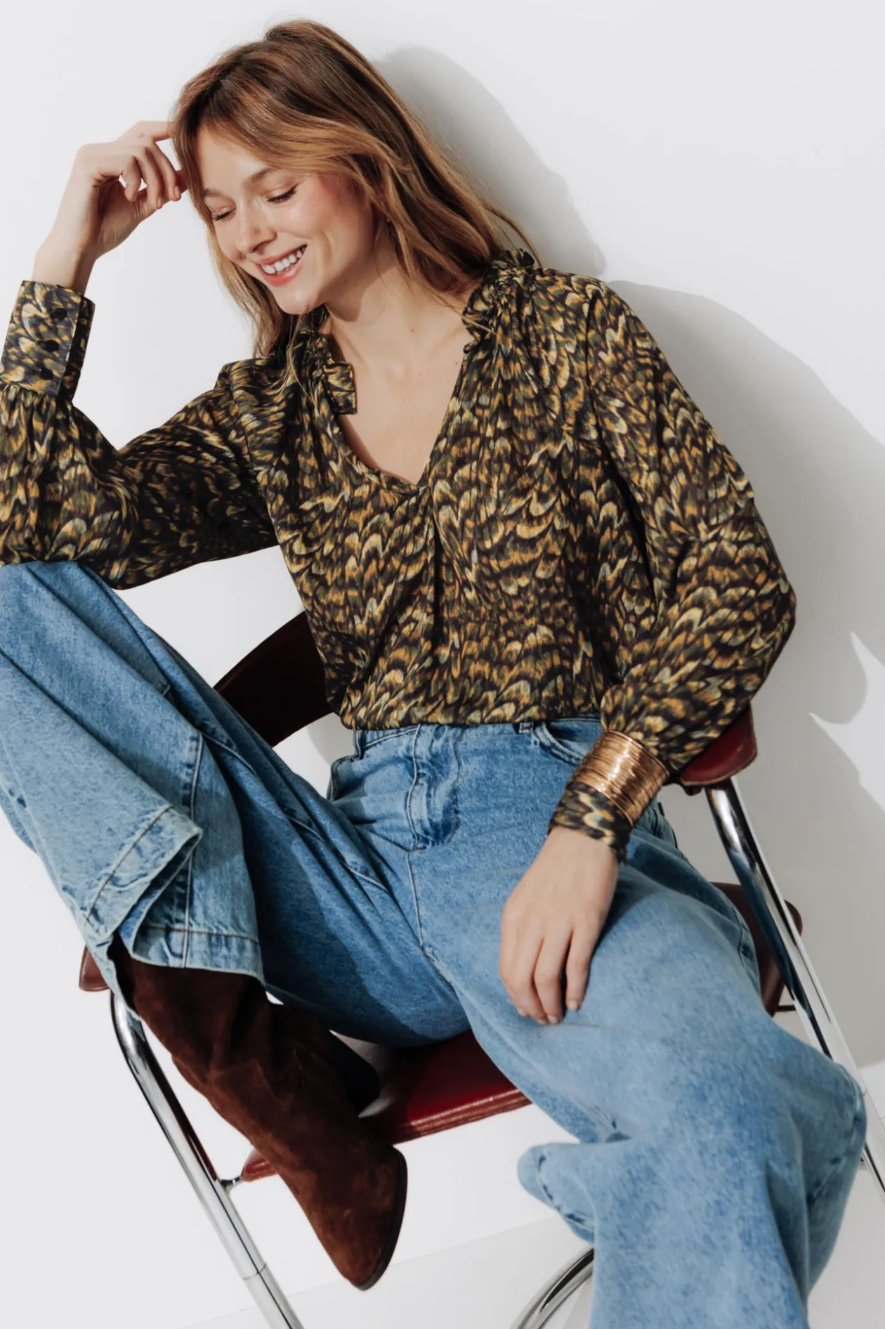 Promod Blouse légère imprimée Femme - Imprimé marron Imprimémarron Best Sale