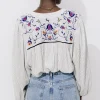 Promod Blouse rayée brodée Femme - Rayé écru Rayéécru Hot