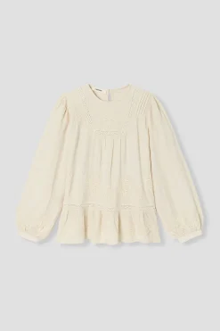 Promod Blouse romantique brodée Femme - Ecru Discount