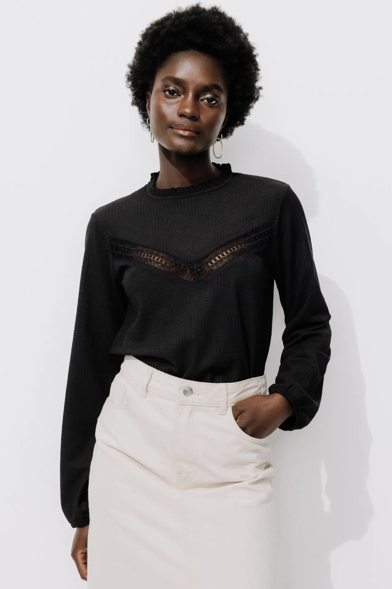 Promod Blouse romantique Femme - Noir Fashion