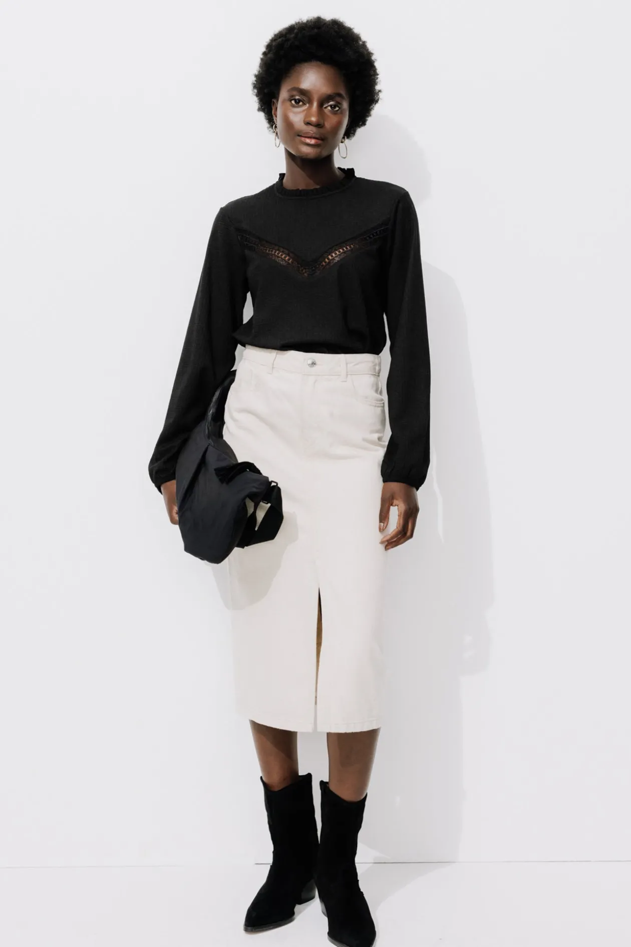 Promod Blouse romantique Femme - Noir Fashion