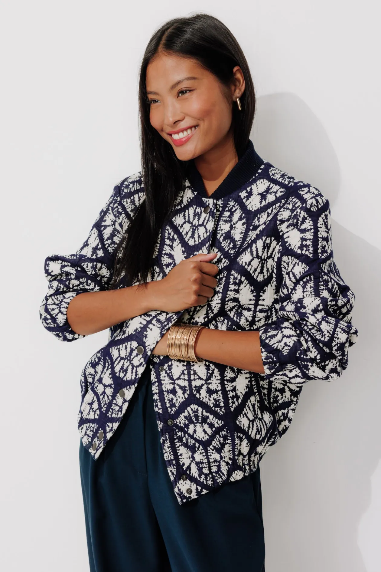 Promod Blouson bomber ikat Femme - Imprimé marine Imprimémarine Fashion