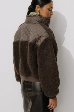 Promod Blouson court en moumoute - Marron Fashion