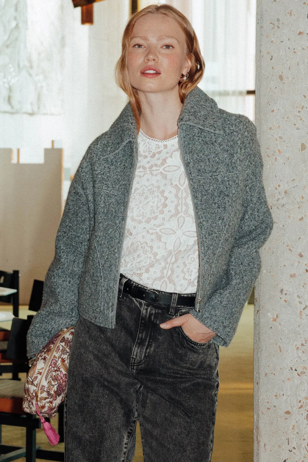 Promod Blouson court zippé Femme - Gris Best Sale
