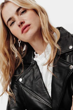 Promod Blouson en cuir Femme - Noir Cheap
