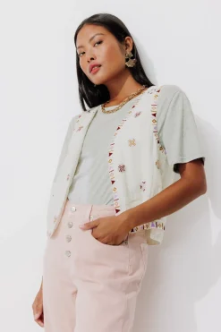 Promod Boléro brodé en coton Femme - Imprimé multicolore Imprimémulticolore Cheap