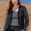 Promod Boléro en jacquard perlé Femme - Noir Fashion