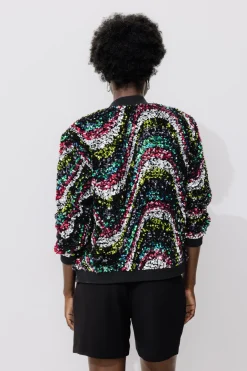 Promod Bomber à paillettes Femme - Imprimé multicolore Imprimémulticolore Outlet