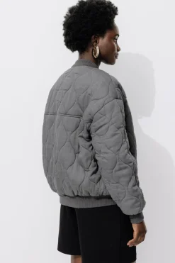 Promod Bomber en lyocell matelassé - Gris Discount