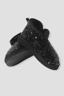 Promod Boots à paillettes moumoute - Noir Outlet