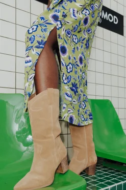 Promod Bottes en cuir western - Camel Clearance
