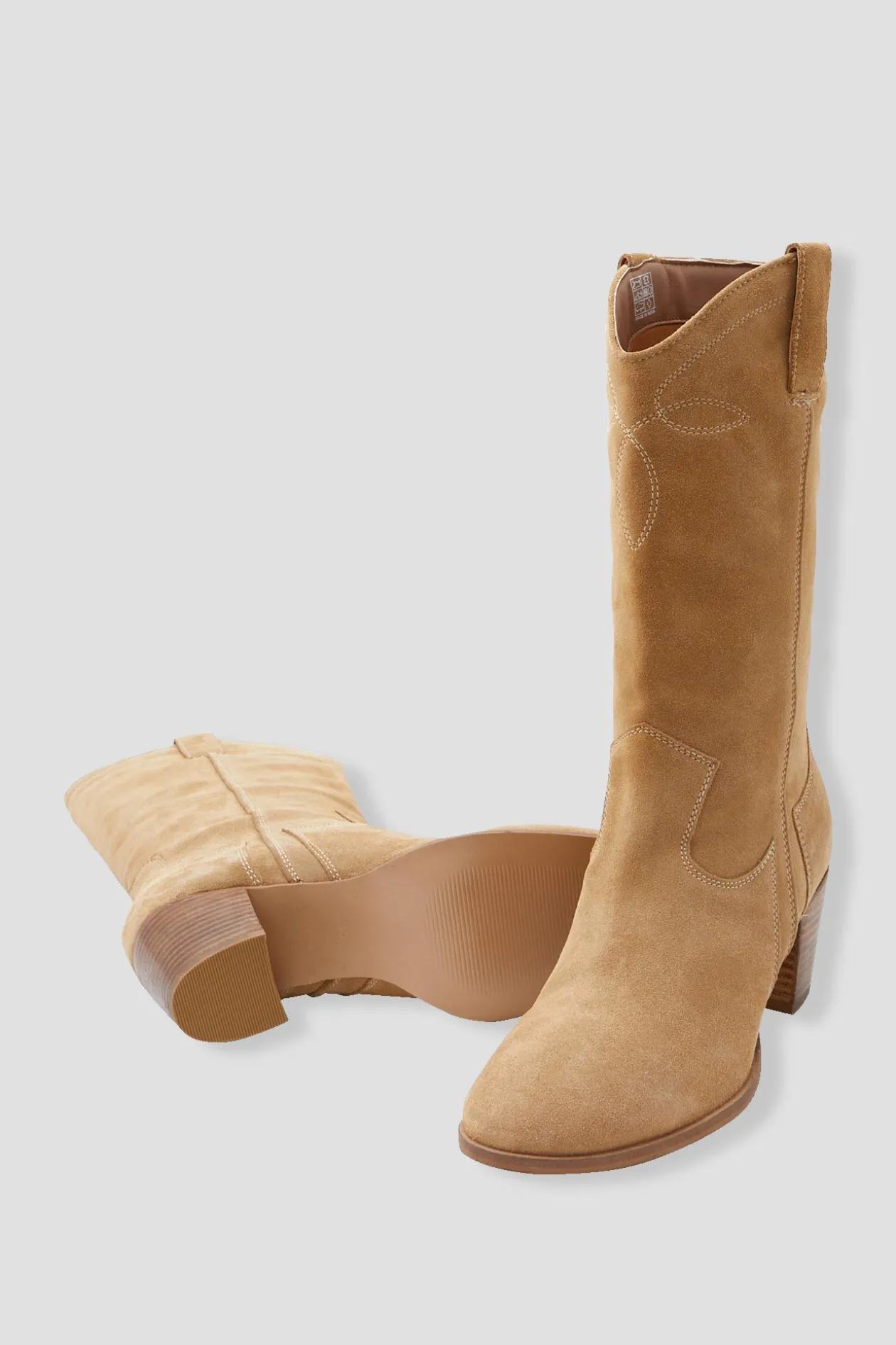 Promod Bottes en cuir western - Camel Clearance
