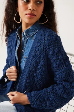 Promod Cardigan au crochet Femme - Bleu Hot
