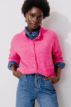 Promod Cardigan col rond Femme - Rose fluo Rosefluo Shop