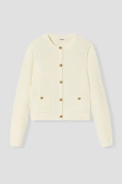 Promod Cardigan court boutonné Femme - Ecru Discount