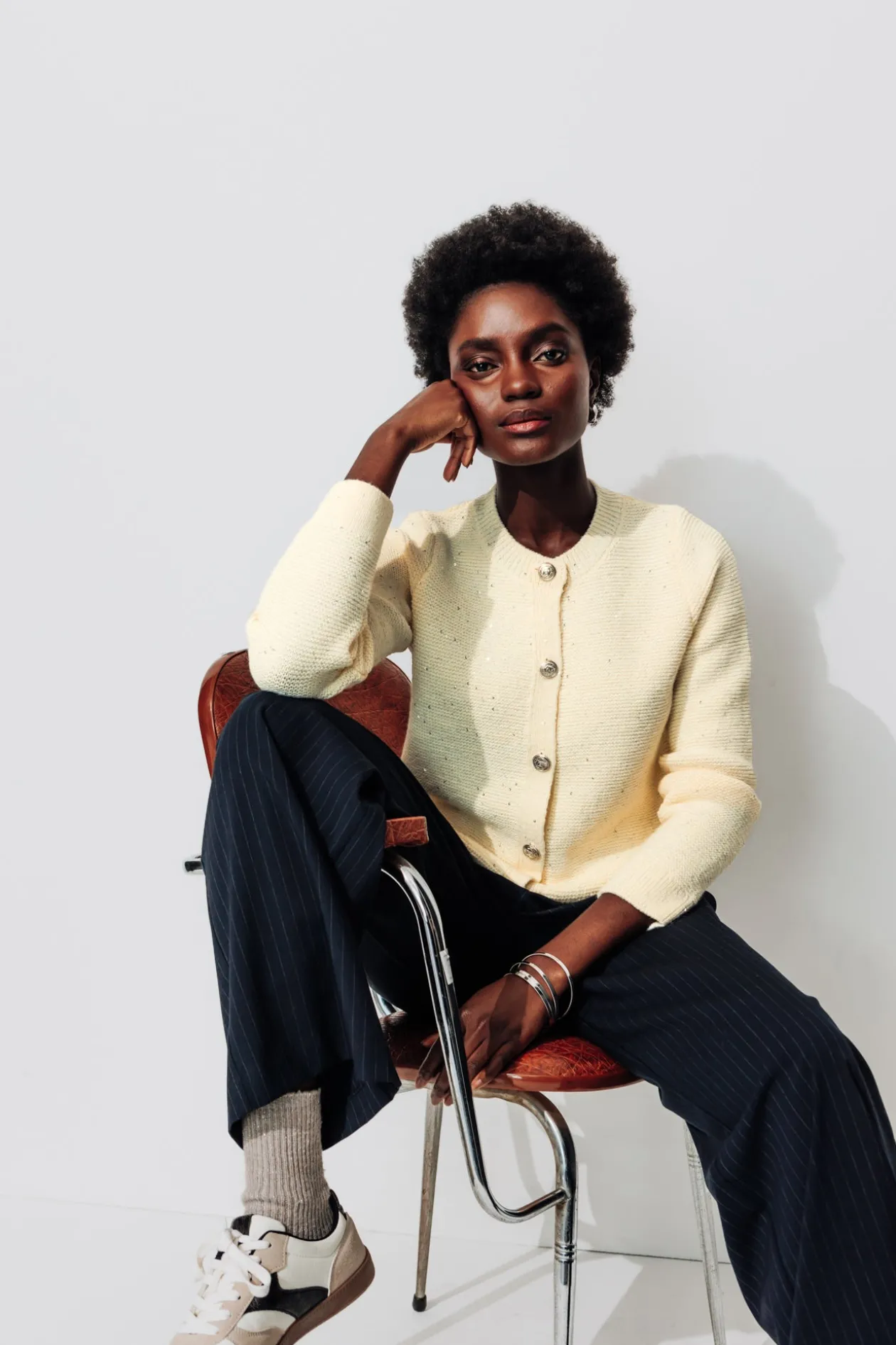 Promod Cardigan court pailleté Femme - Ecru Store