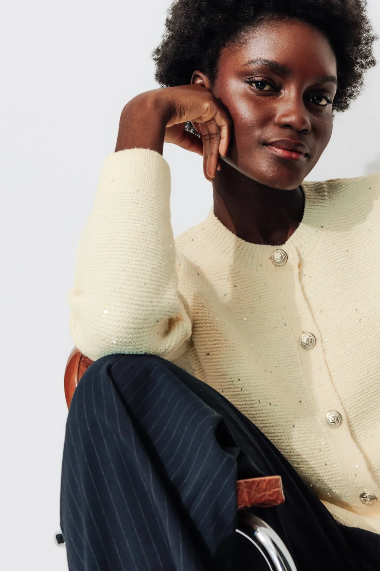 Promod Cardigan court pailleté Femme - Ecru Store