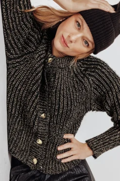 Promod Cardigan côtelé irisé Femme - Noir Flash Sale