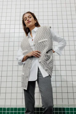 Promod Cardigan irisé sans manches - Gris Store