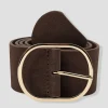 Promod Ceinture en cuir suédé Femme - Marron Fashion