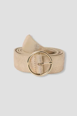 Promod Ceinture en cuir suédé Femme - Coloration dorée Colorationdorée Fashion