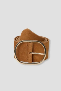 Promod Ceinture en cuir suédé Femme - Camel Best