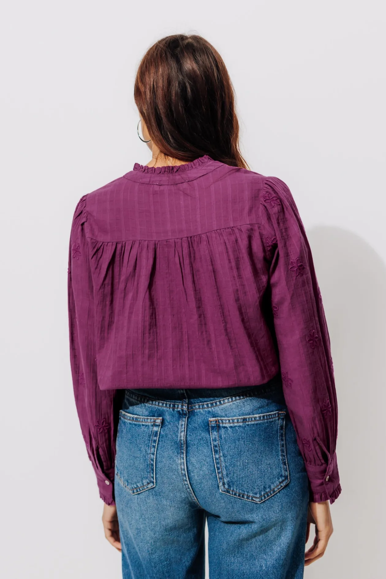 Promod Chemise brodée en coton Femme - Cassis clair Cassisclair Shop