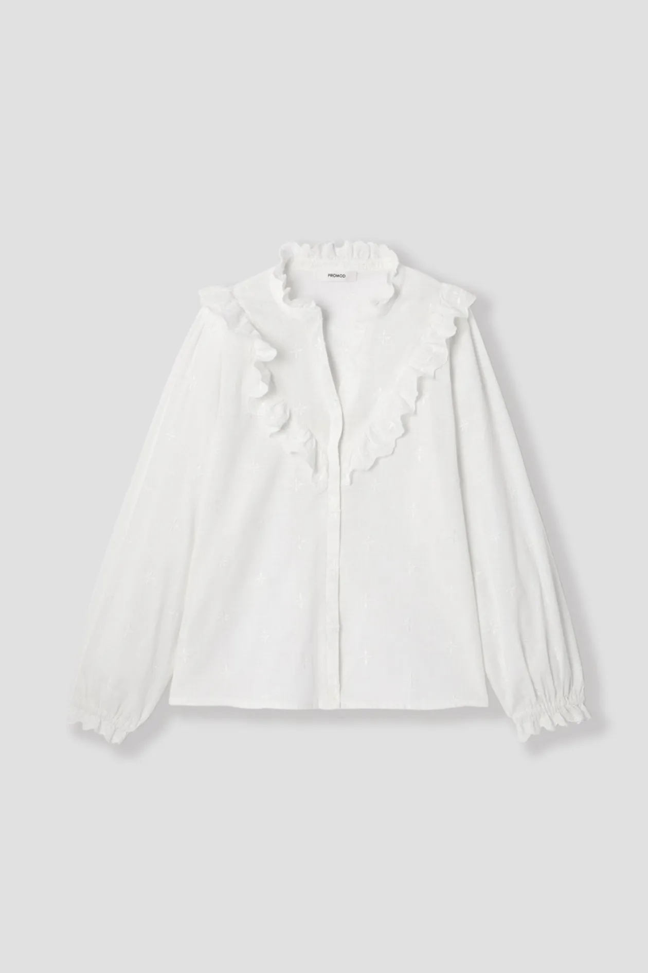 Promod Chemise brodée en coton Femme - Ecru Discount