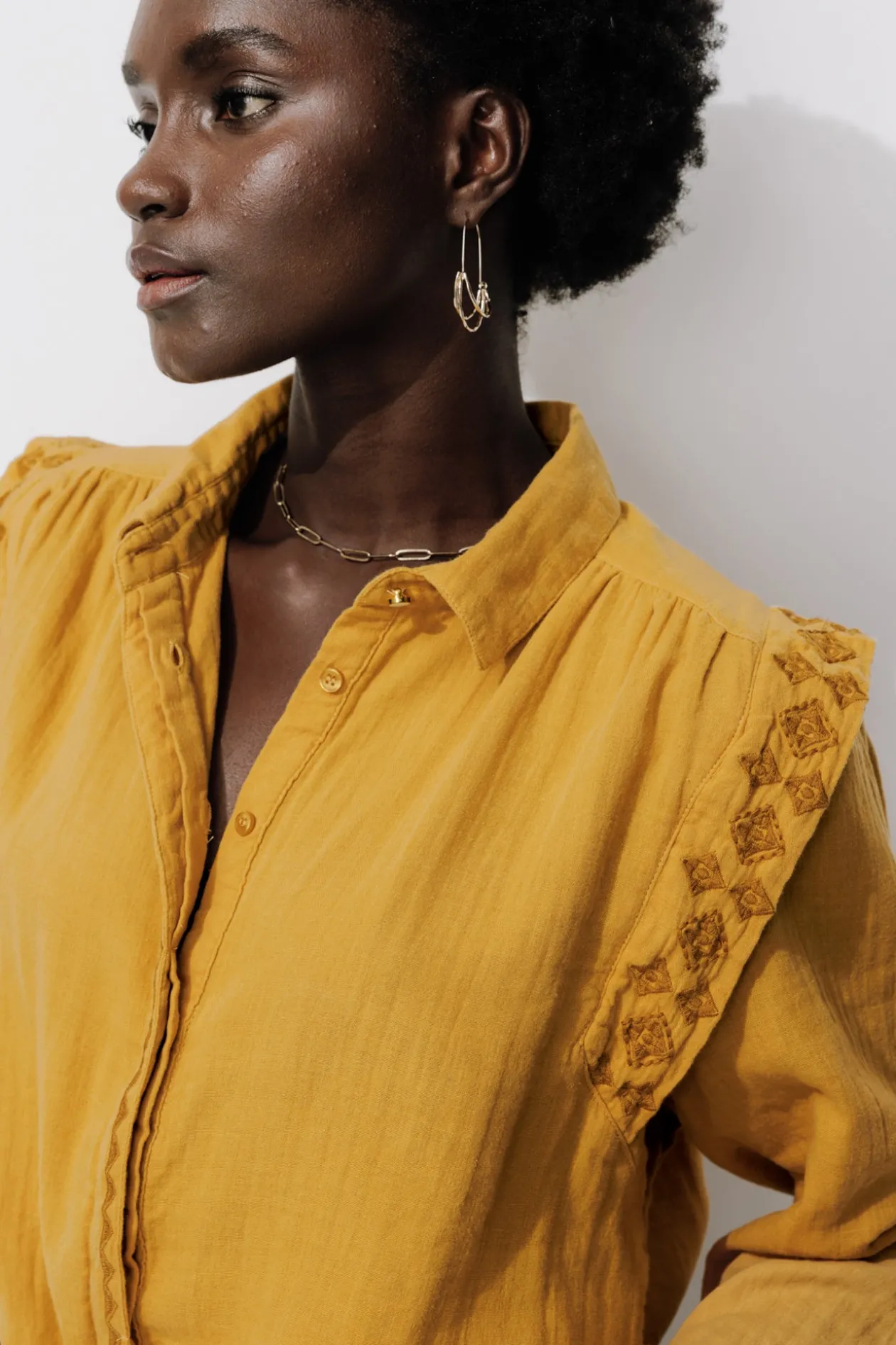 Promod Chemise en gaze de coton Femme - Ocre Store