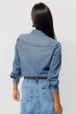 Promod Chemise en jean Femme - Jean moyen Jeanmoyen Best Sale
