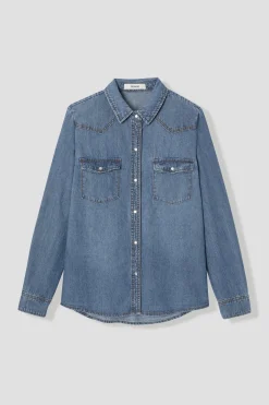 Promod Chemise en jean Femme - Jean moyen Jeanmoyen Best Sale