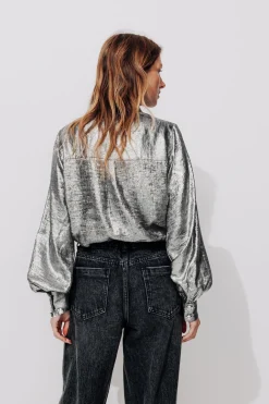 Promod Chemise lamée Femme - Argent Fashion