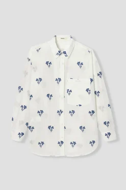 Promod Chemise oversize brodée Femme - Blanc Cheap